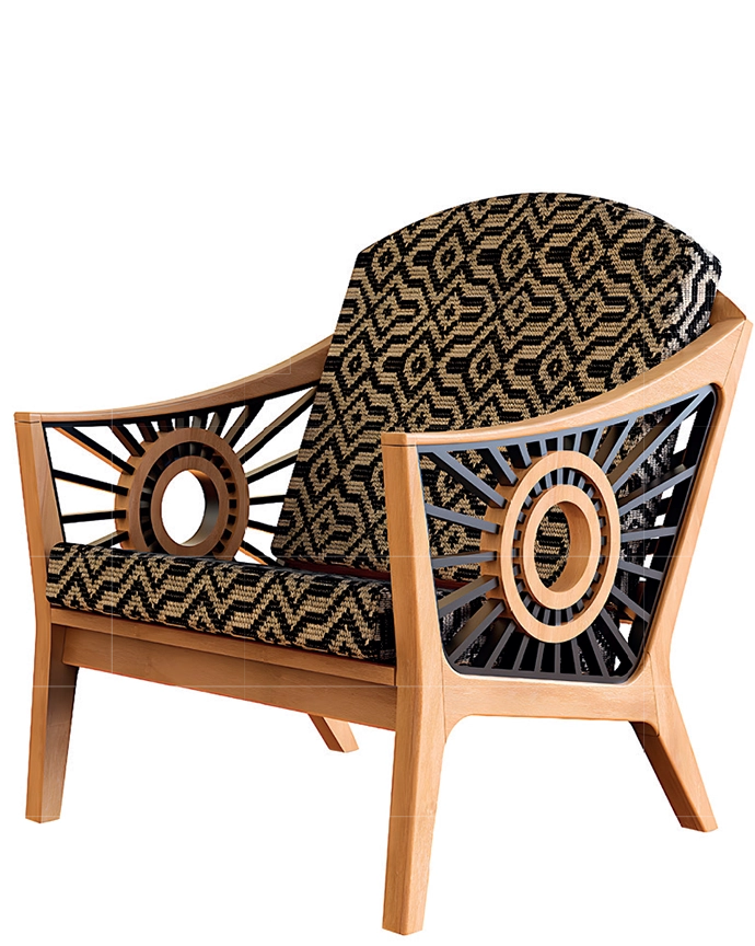 Kusile occasional chairs (kusile is the Zulu word for “morning”, so the side pattern represents the rising sun).