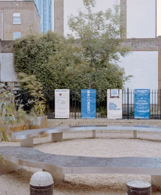 Macchiato circular seating pocket park by OUT Architecture on Petticoat Lane, London Festival of Architecture 2026