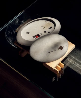 Smokes Bloom frankincense burner in cast aluminium – part of a body of work that was shaped by his residency in Shanghai, and his take on the city’s scale, light and density.