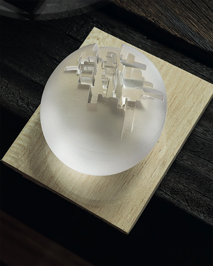 Internal Fortitude cast glass vessel, also inspired by his time in Shanghai.