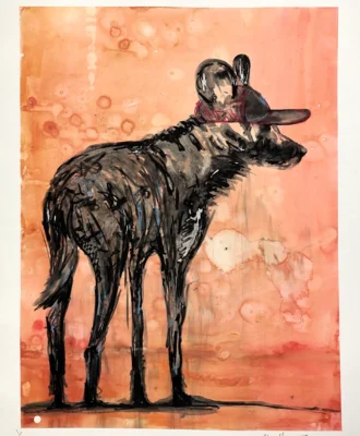 Nelson Makamo, Wild Dog I Cap, Monotype