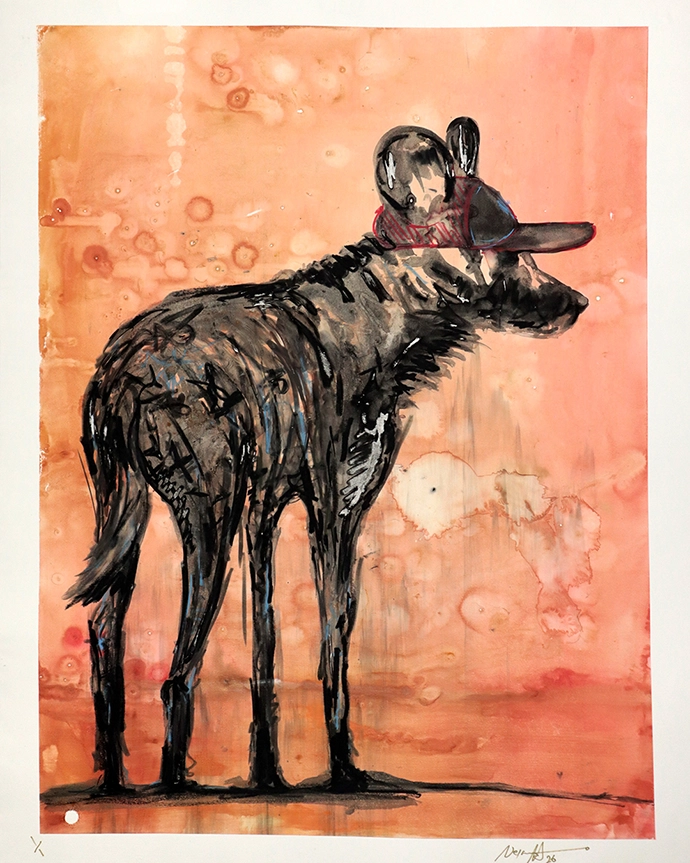 Nelson Makamo, Wild Dog I Cap, Monotype