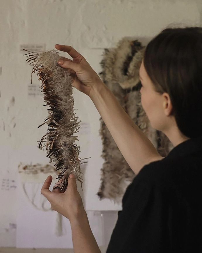 Highlights include Nina Kruger's ‘Unmade’ series, which deconstructs protea fibres before reassembling them, drawing a parallel with the way language is built from smaller units of meaning.