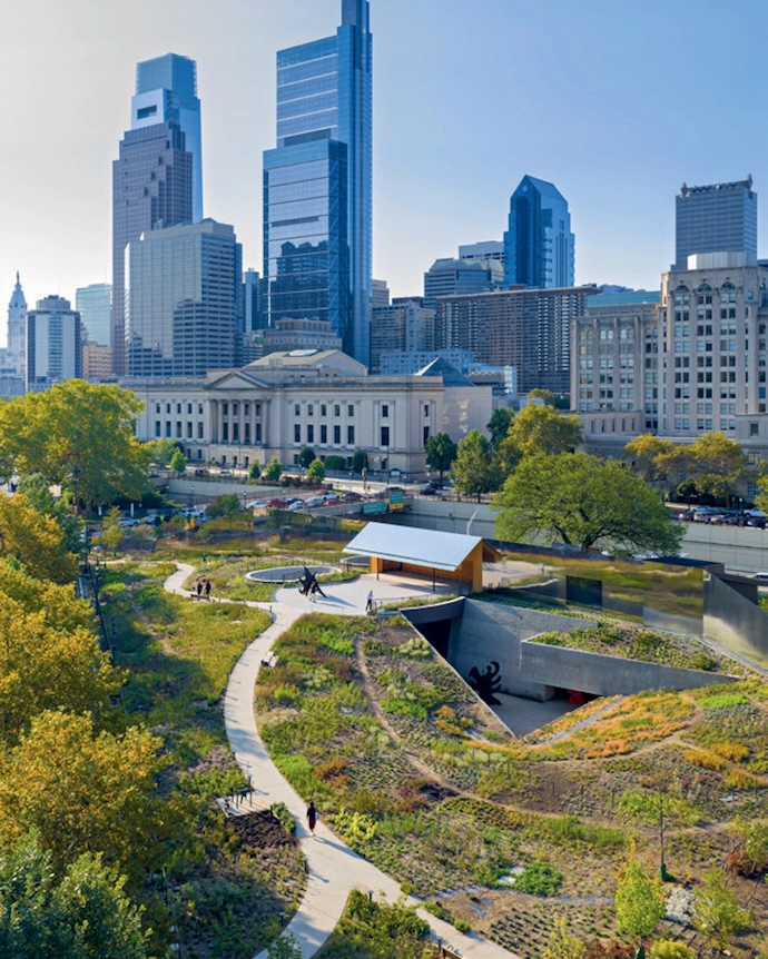Alexander Calder’s artworks are exhibited in subterranean galleries below Piet Oudolf’s landscaping at Calder Gardens.
