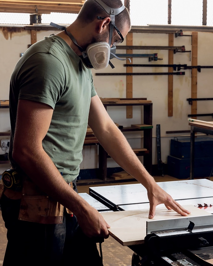 Tom at the Stripped Collective workshop in New Doornfontein.