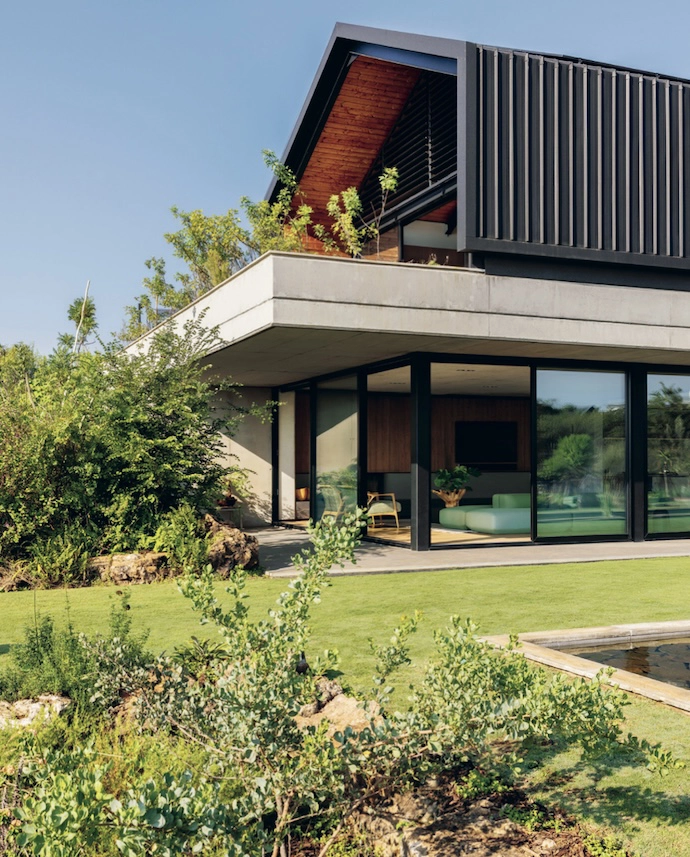 The landscaping draws the indigenous veld into the garden and over the house.