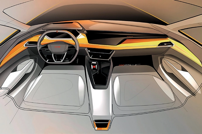 The Audi design team’s initial design sketches.