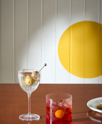 Cafe Sofi Polka Dot: Classic Martini and Classic Negroni