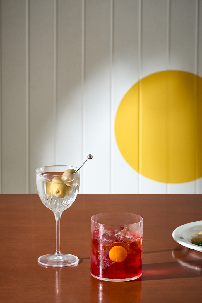 Cafe Sofi Polka Dots: Classic Martini and Classic Negroni