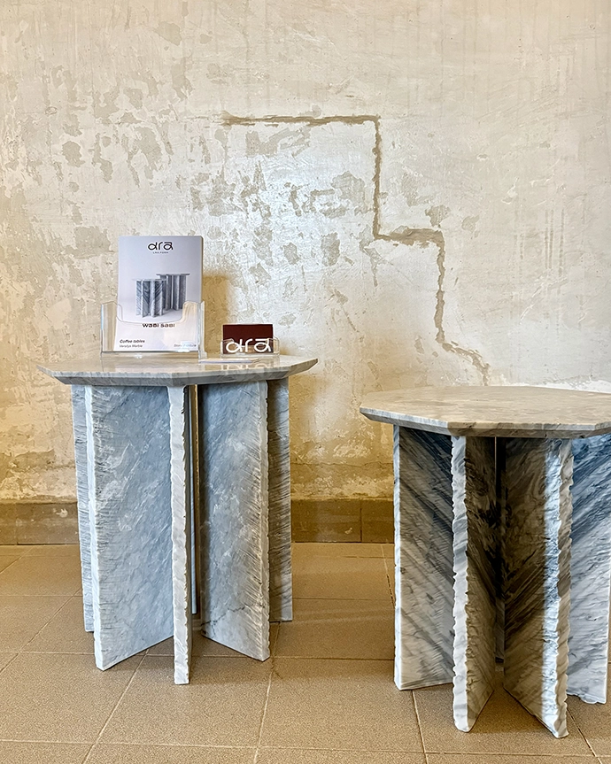 The water-jet cutting process minimises production waste while extending the collection's central principle – embracing imperfection